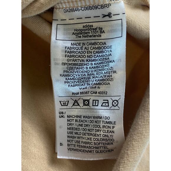 Adidas Tan 3-Stripe Logo Short Sleeve Cropped T-shirt Women's Large - Picture 8 of 8